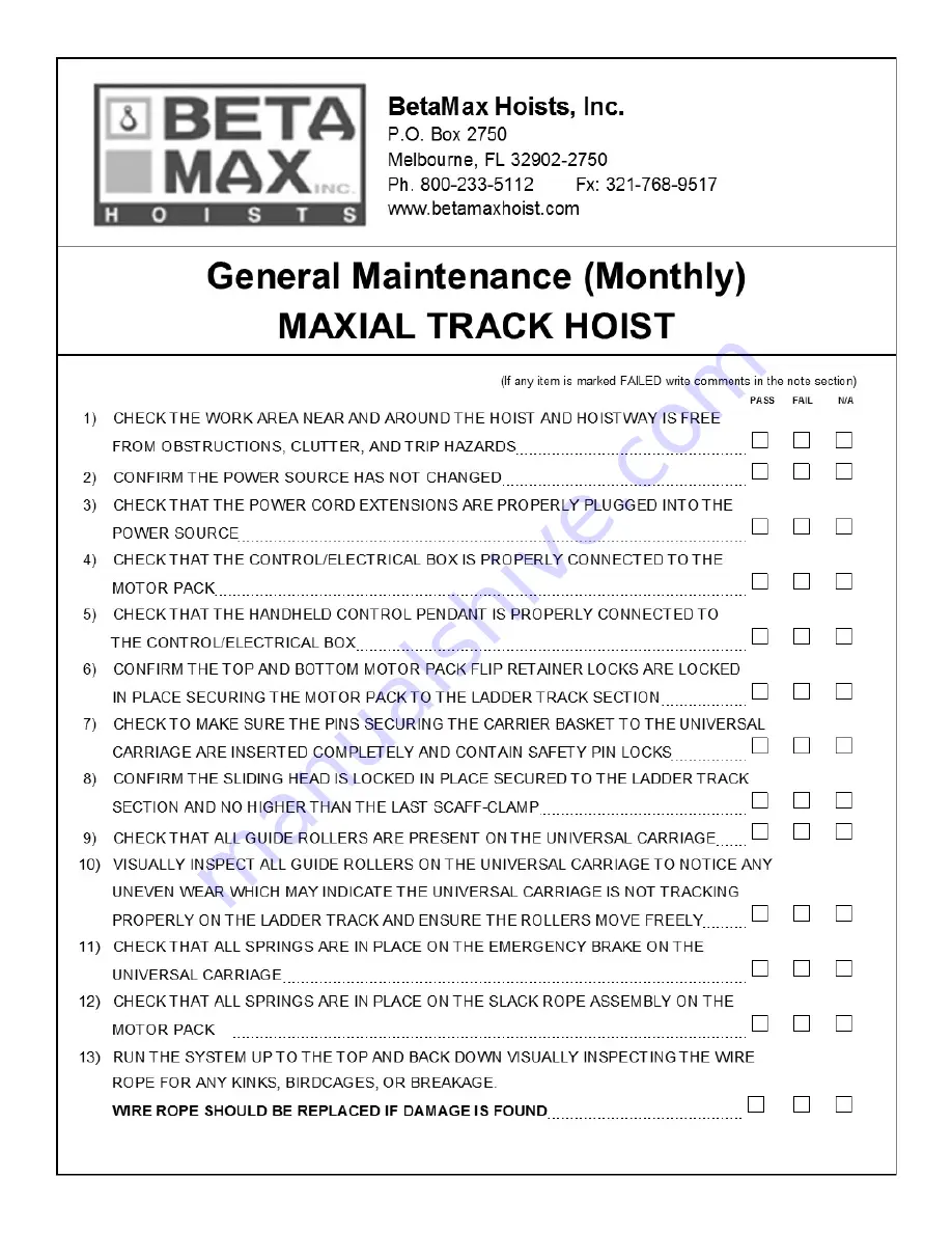 Beta Max MAXIAL TRACK HOIST Use And Maintenance Instruction Manual Download Page 153