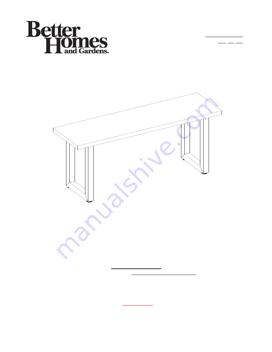 Better Homes and Gardens Mercer Dining Bench Скачать руководство пользователя страница 1