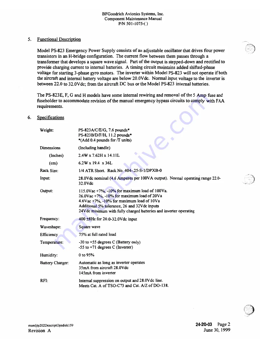 BFGoodrich PS-823 Maintenance Manual Download Page 14