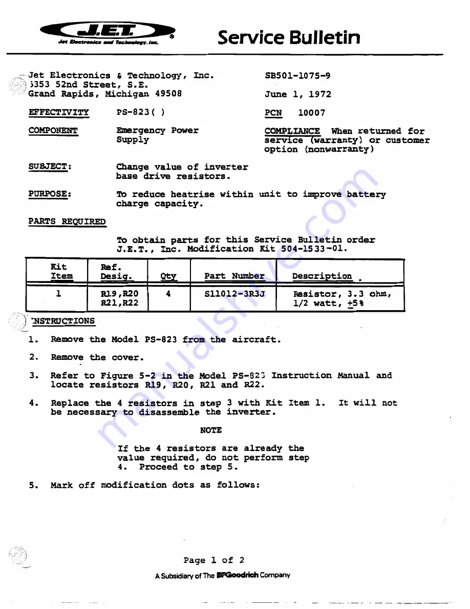 BFGoodrich PS-823 Maintenance Manual Download Page 175