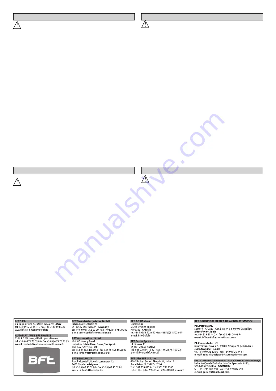 BFT FCS BT Installation Manual Download Page 8