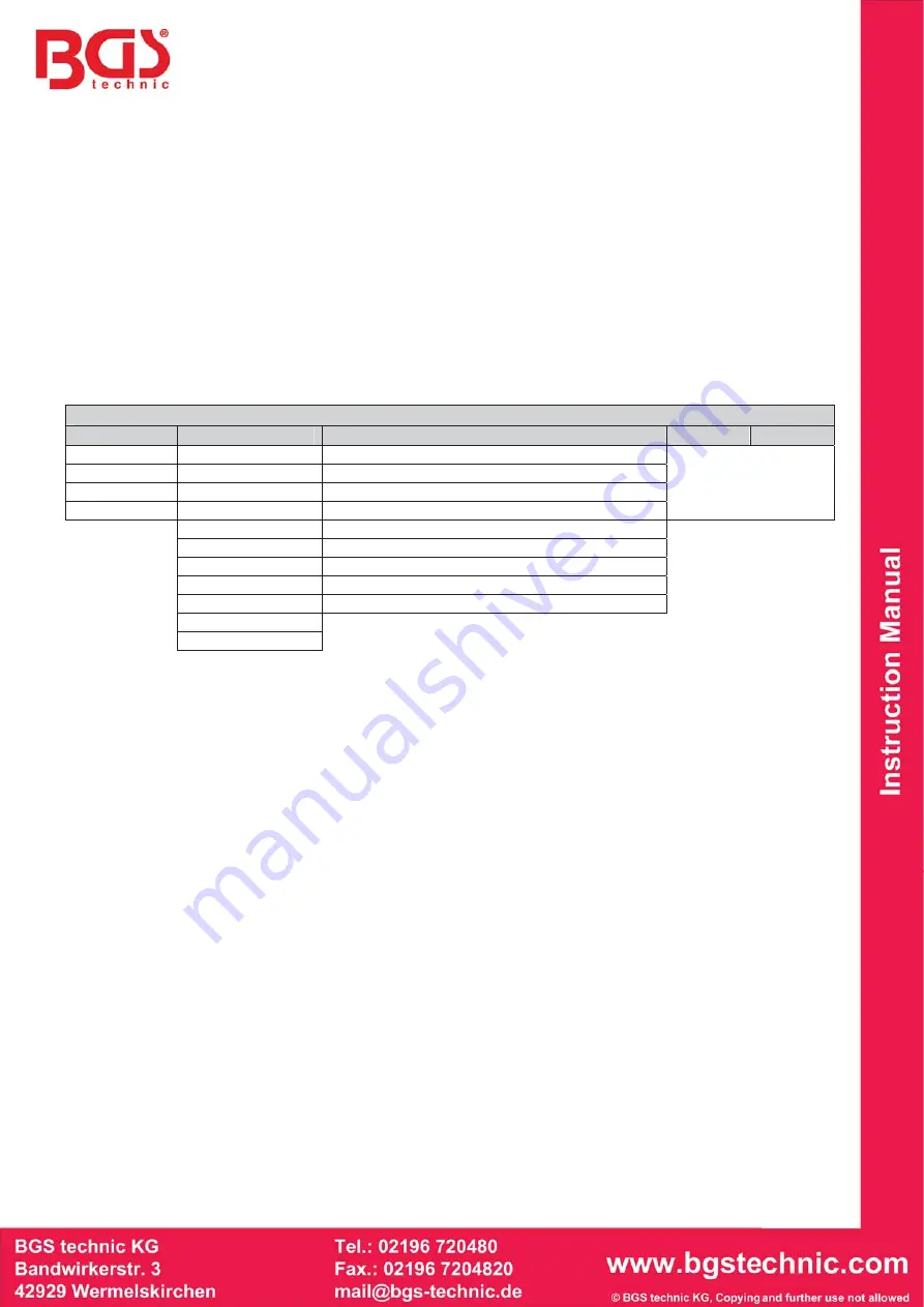 BGS technic 63311 Instruction Manual Download Page 16