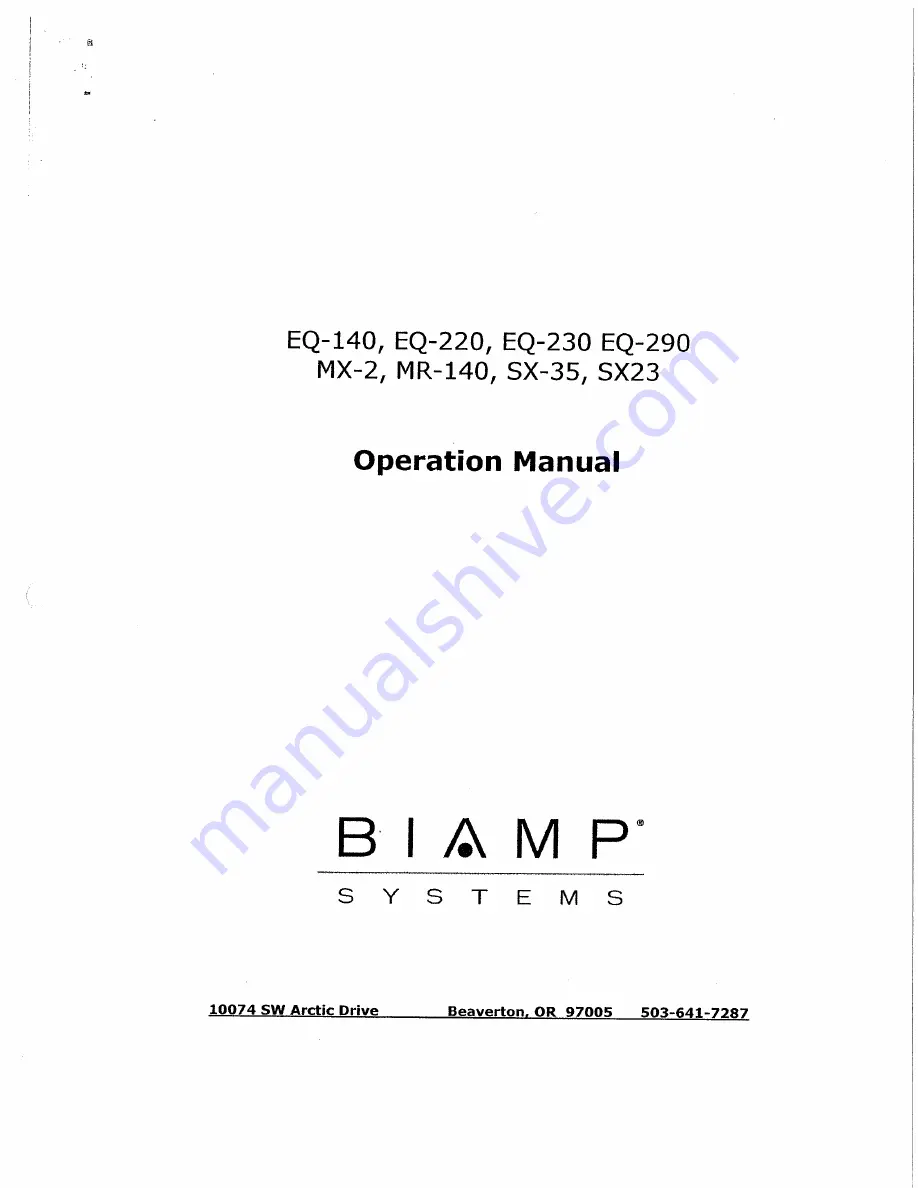 Biamp EQ-140 Operation Manual Download Page 1