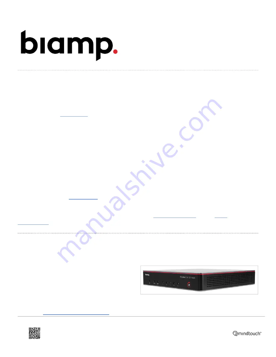 Biamp TesiraFORTE X Скачать руководство пользователя страница 1