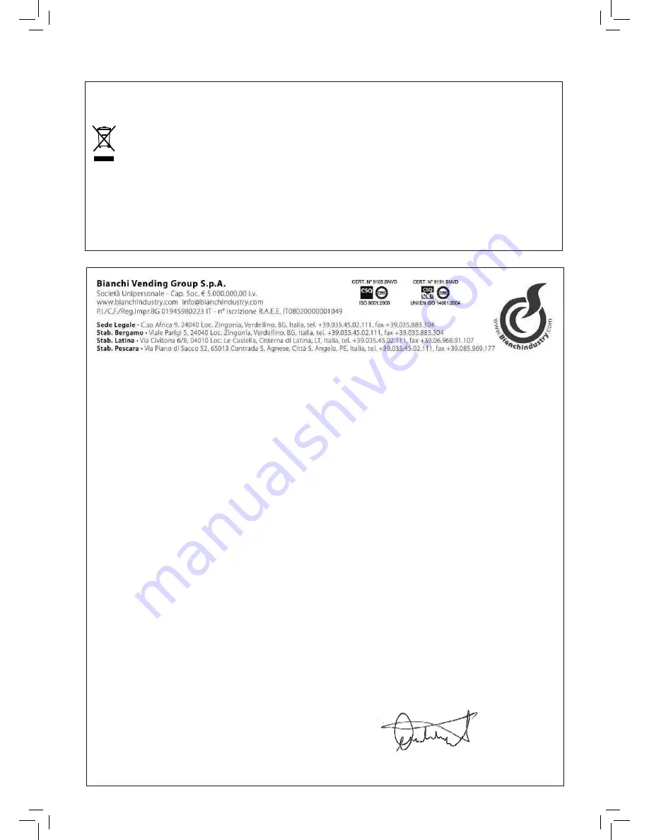 BIANCHI VENDING Lucia 2 Groups Operation And Maintenance Manual Download Page 2