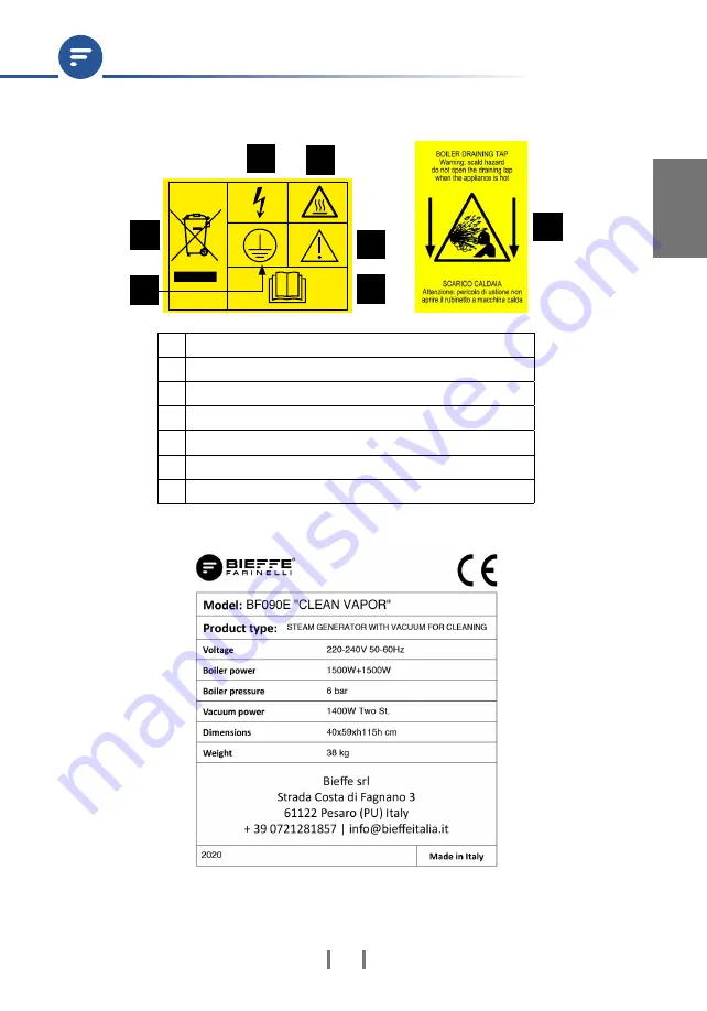 Bieffe CLEAN VAPOR BF090E Скачать руководство пользователя страница 11