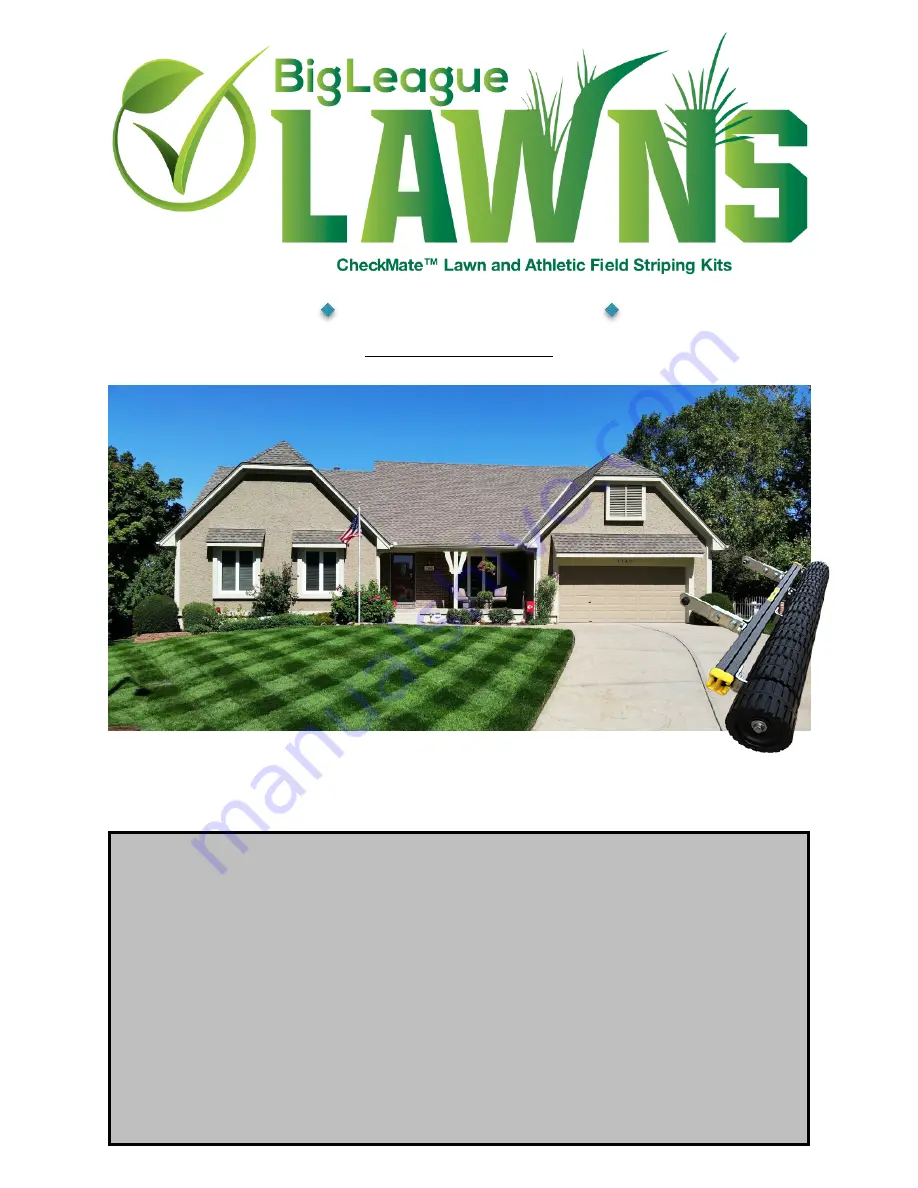 BigLeague LAWNS CheckMate Lawn Striping Kit Installation Manual Download Page 1