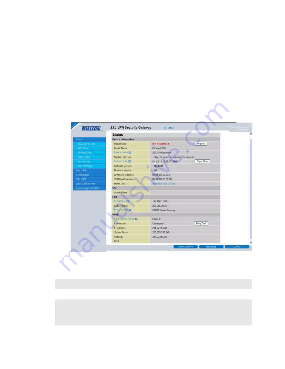 Billion BiGuard S10 Administration Manual Download Page 36