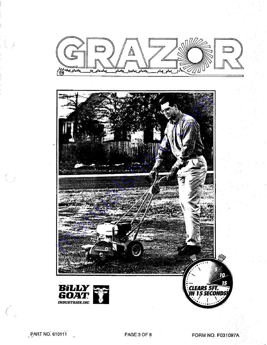 Billy Goat Grazor GZ400H Operator'S Manual Download Page 3