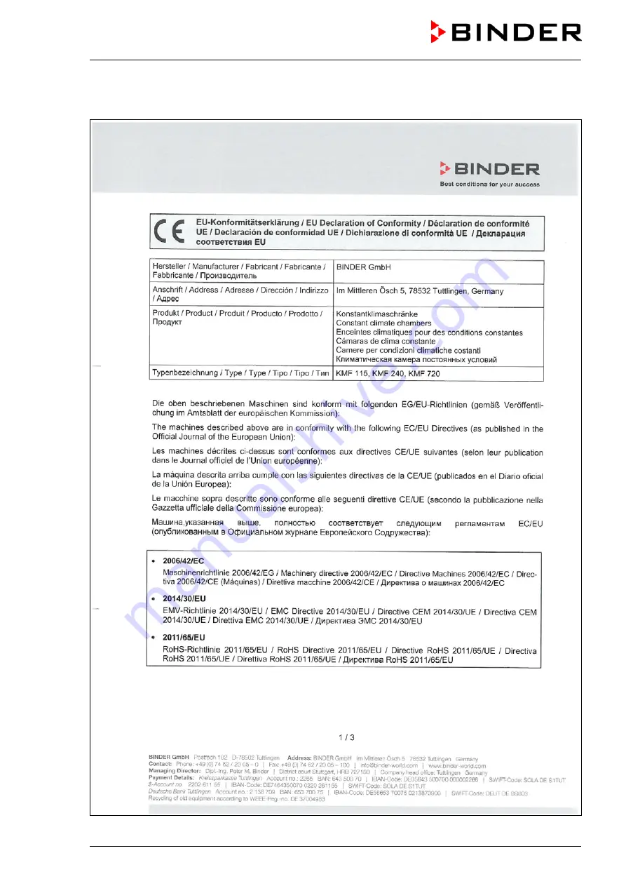 Binder KBF 115 Operating Manual Download Page 144