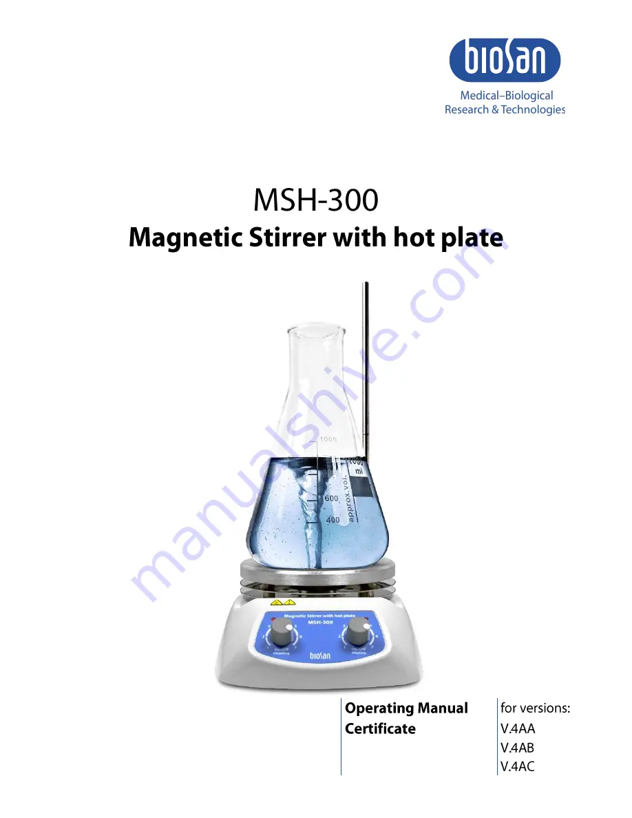 Biosan msh-300 Operational Manual Download Page 1