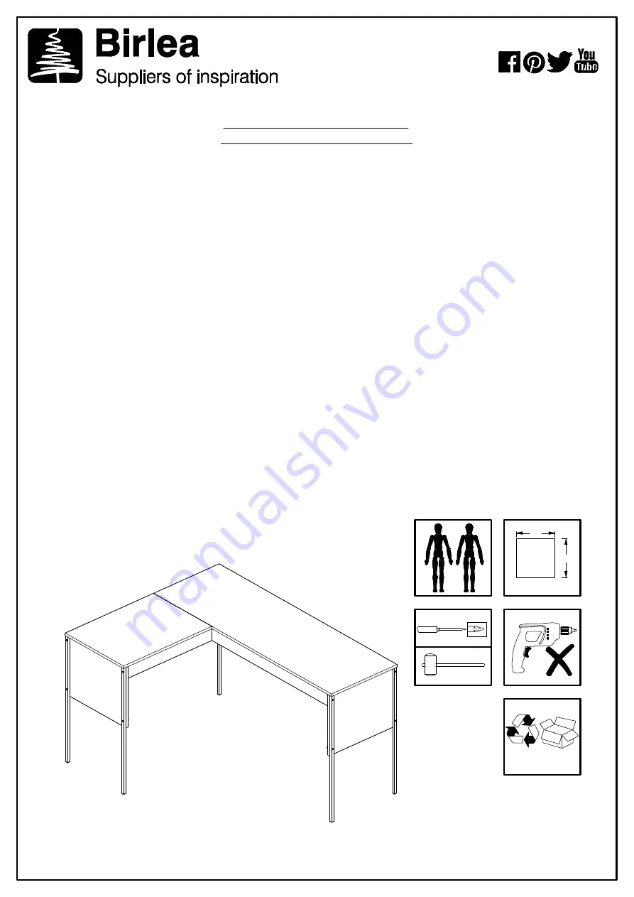 Birlea OPUS CORNER STUDY DESK Скачать руководство пользователя страница 3