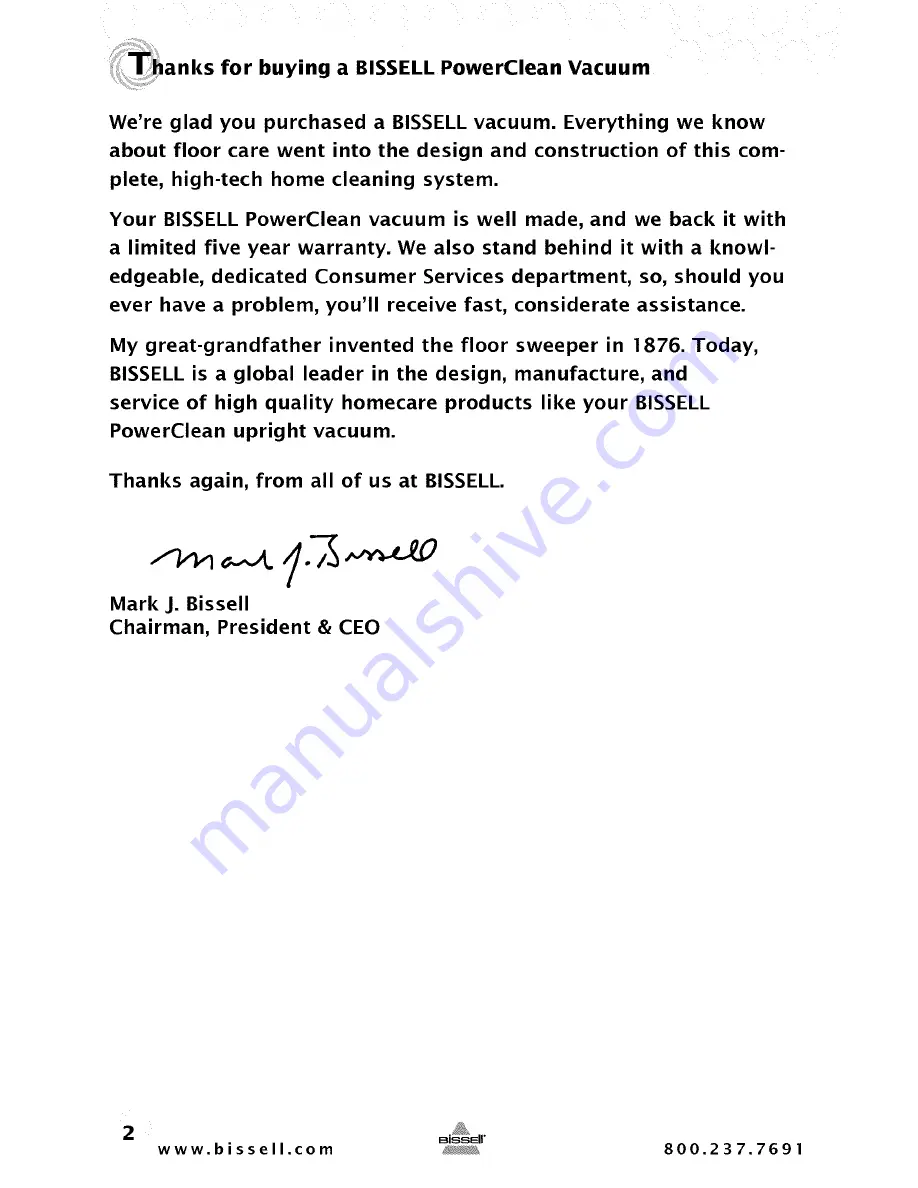 Bissell PowerClean Multi Cyclonic 16N5 Series User Manual Download Page 2