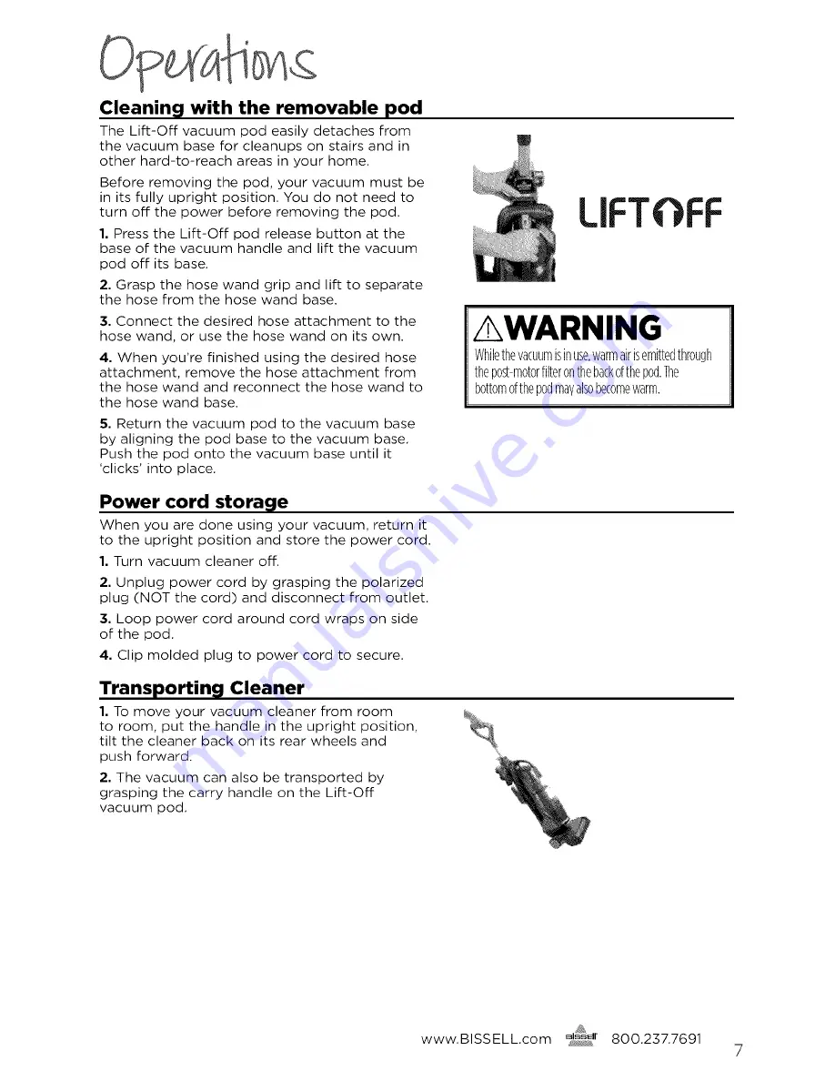 Bissell powerglide 9182 series User Manual Download Page 7