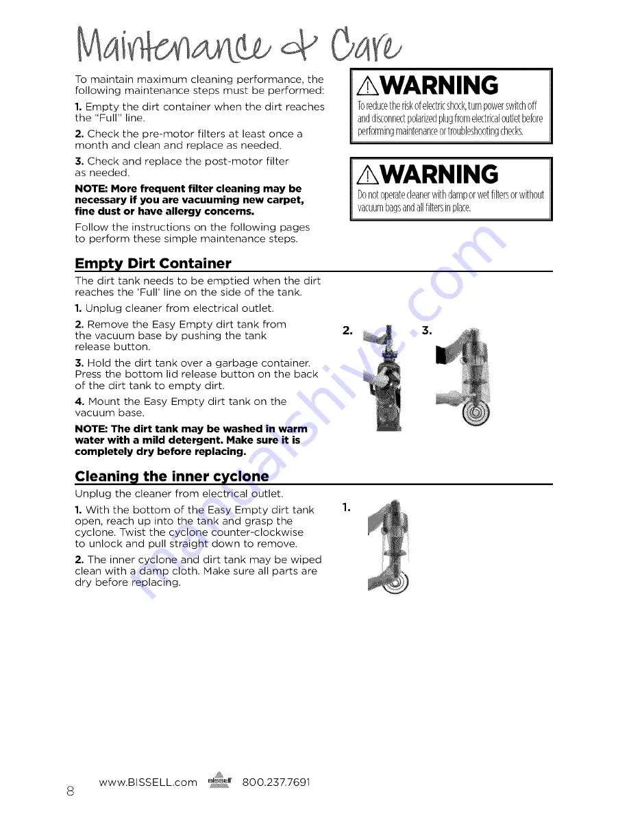 Bissell powerglide 9182 series User Manual Download Page 8