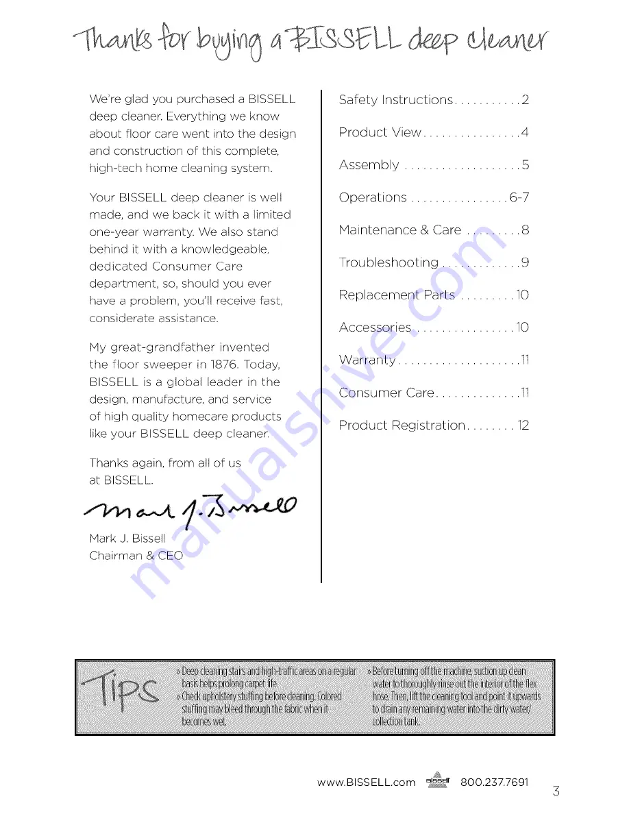 Bissell ReadyClean 20R7 SERIES User Manual Download Page 3