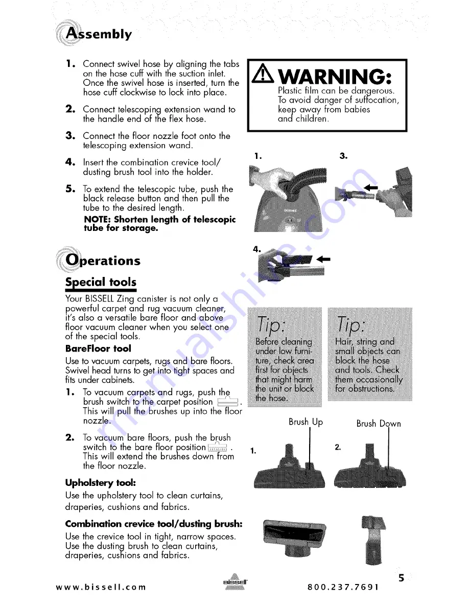 Bissell Zing 4122 series Скачать руководство пользователя страница 5