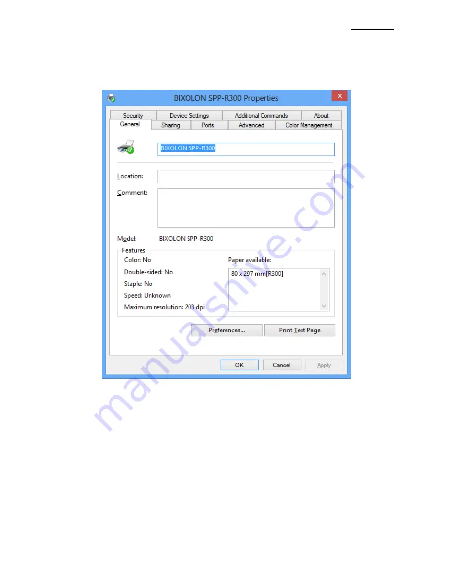 BIXOLON SPP-R300 Windows Driver Manual Download Page 23