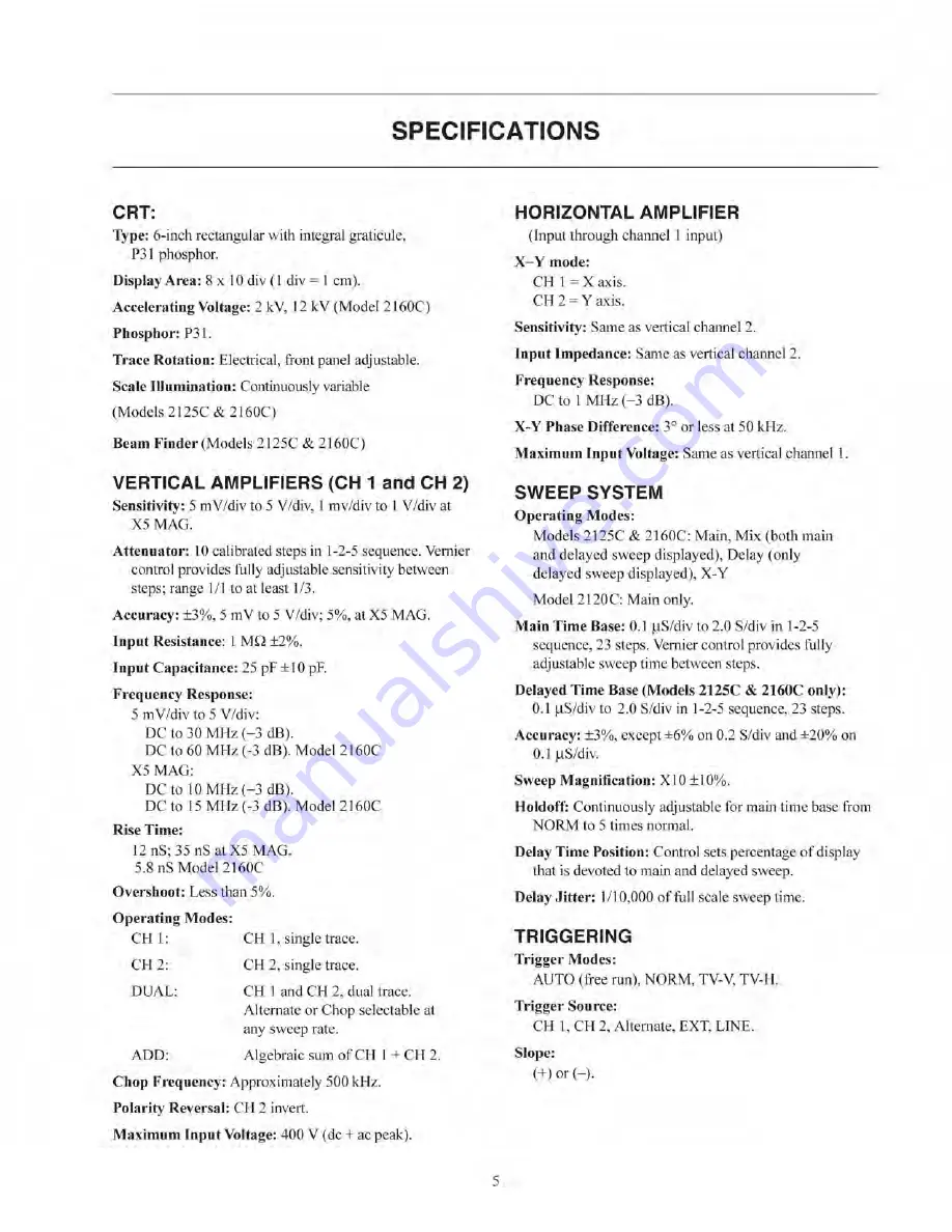 BK Precision 2120C Instruction Manual Download Page 7