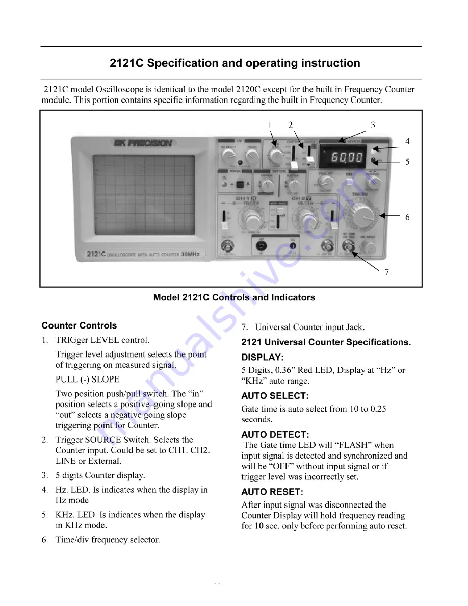 BK Precision 2120C Instruction Manual Download Page 25