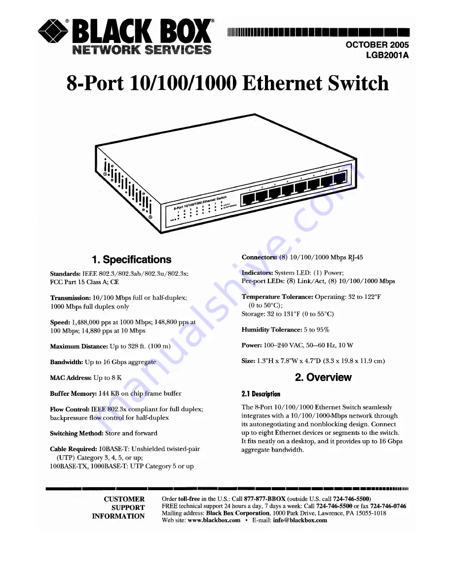 Black Box lgb2001a Скачать руководство пользователя страница 1