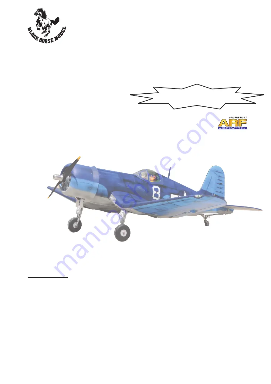 Black Horse Model Corsair BH64 Instruction Manual Book Download Page 1