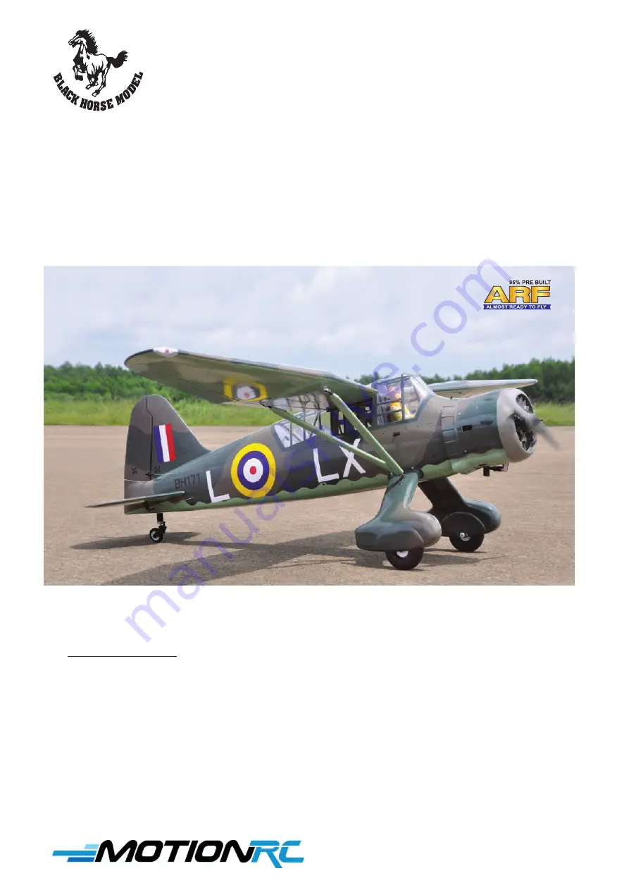 Black Horse Model Westland Lysander Скачать руководство пользователя страница 1