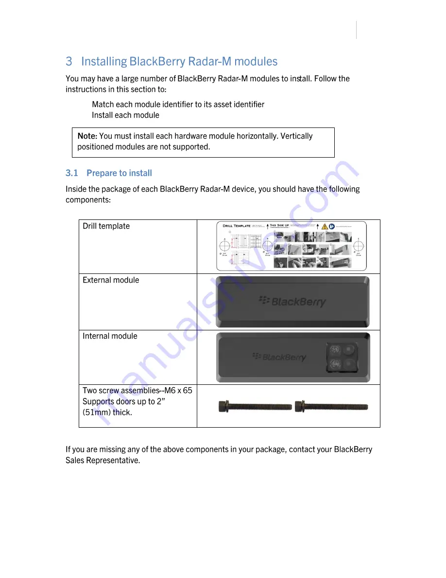 Blackberry RADAR-M ITA100-1 Installation Manual Download Page 5