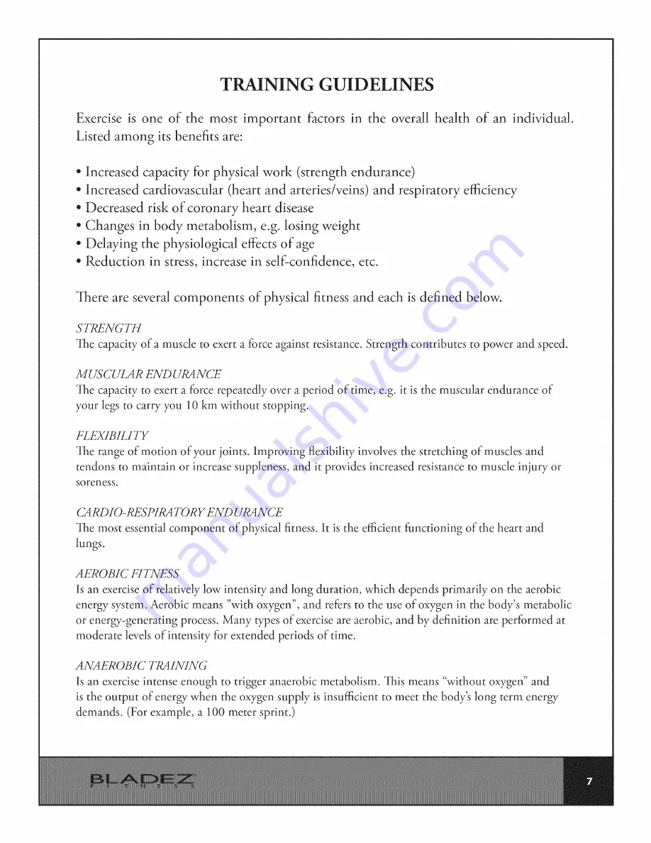 BLADEZ VR SPORT Owner'S Manual Download Page 7