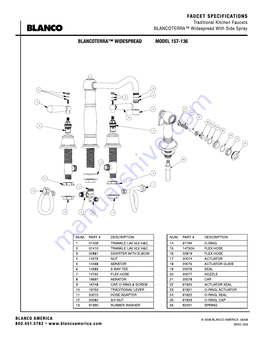 Blanco BLANCOTERRA 157-136 Specification Sheet Download Page 2