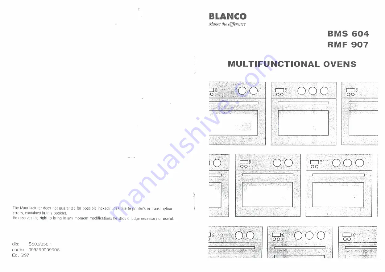 Blanco BMS 604 Manual Download Page 1