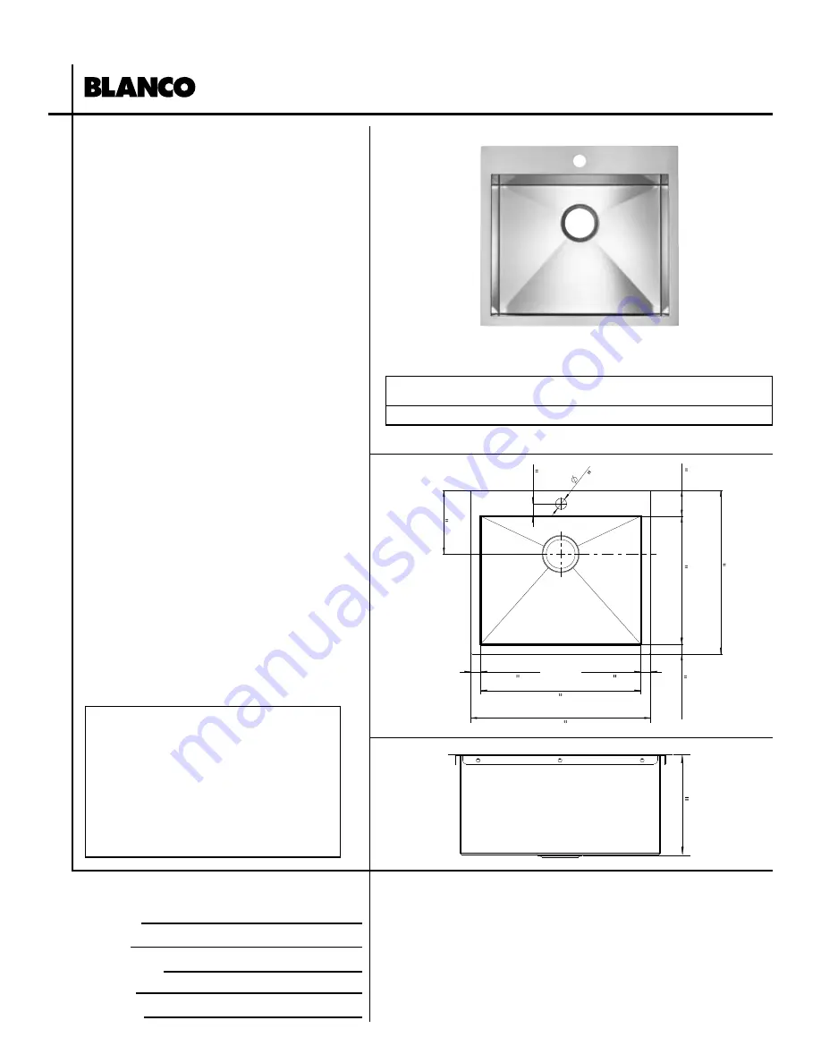 Blanco Precision Microedge Sinks 516193 Скачать руководство пользователя страница 1