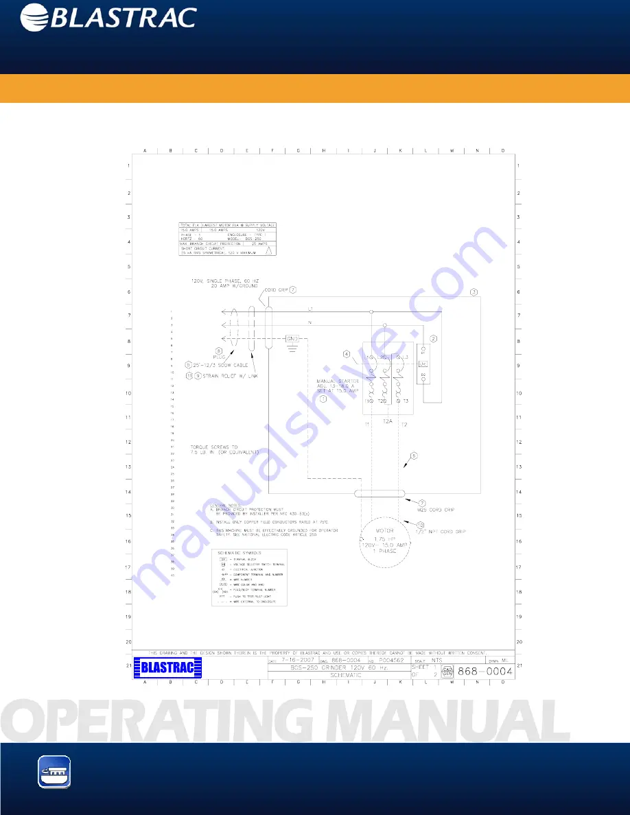 Blastrac BGS-250-115-S Operating Manual Download Page 50