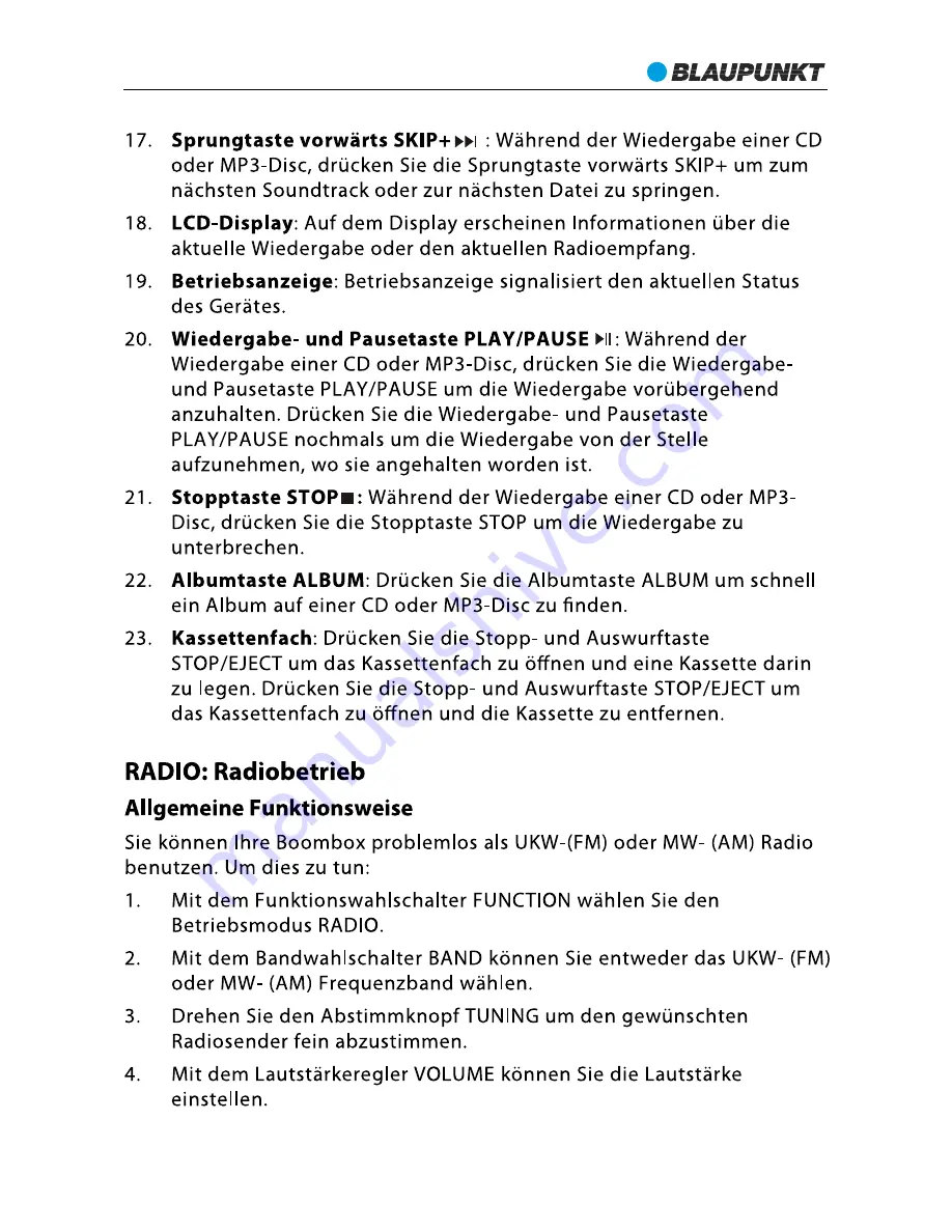 Blaupunkt B 10-1 Instruction Manual Download Page 21