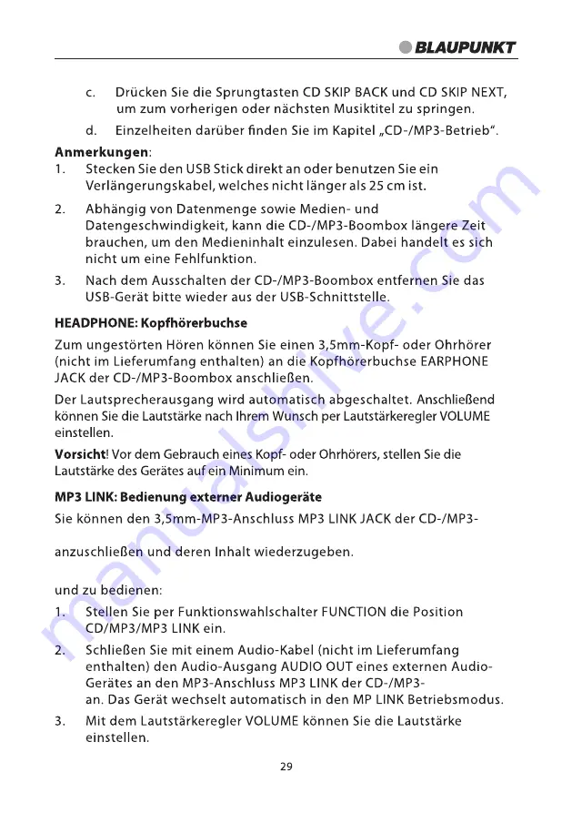 Blaupunkt B 3 Instruction Manual Download Page 29