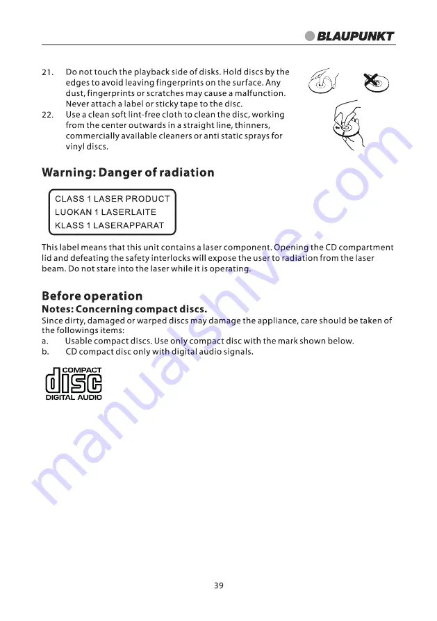 Blaupunkt B 3 Instruction Manual Download Page 39