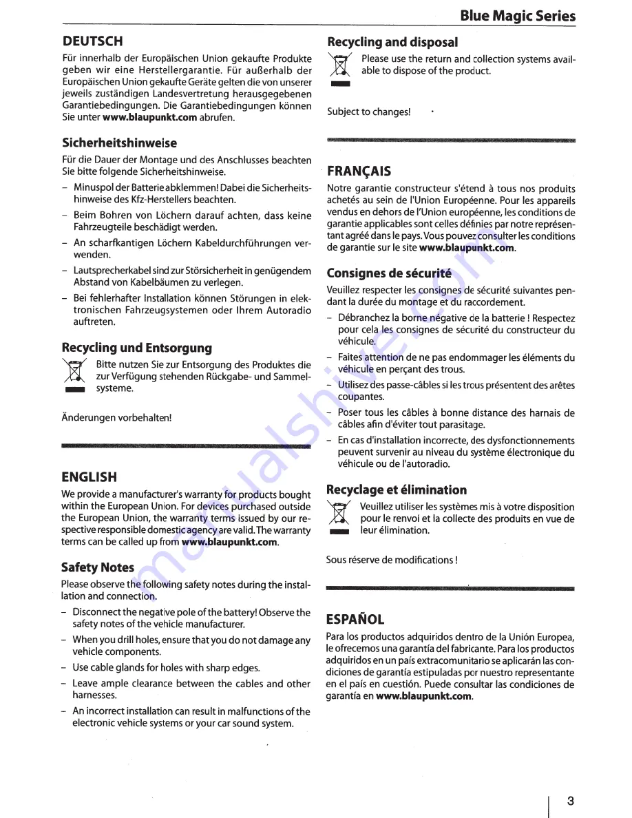 Blaupunkt Blue Magic QL 690 Manual Download Page 3