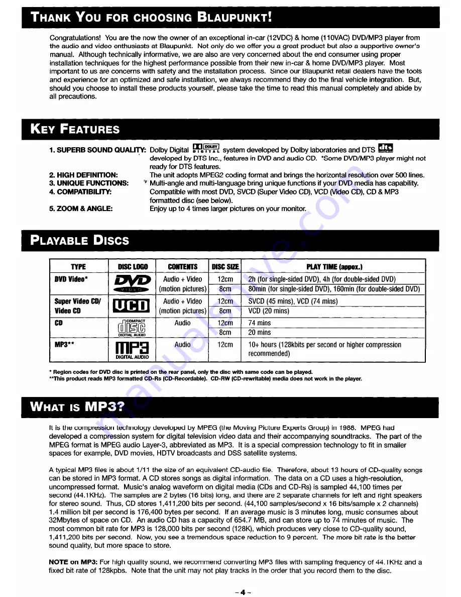 Blaupunkt DVD-ME1 Owner'S Manual Download Page 6