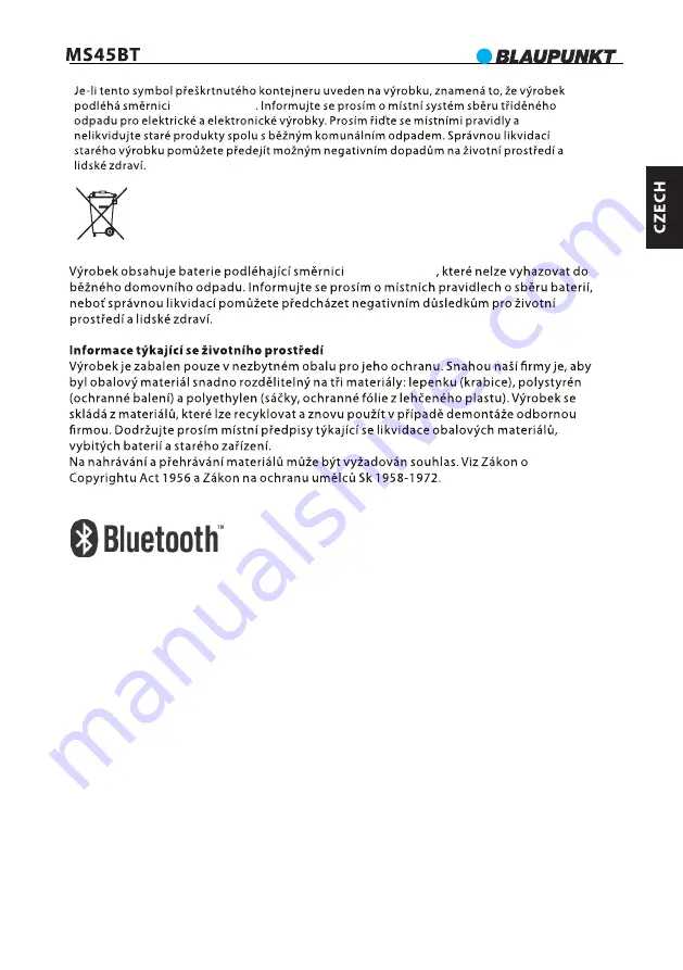 Blaupunkt MS45BT Owner'S Manual Download Page 25