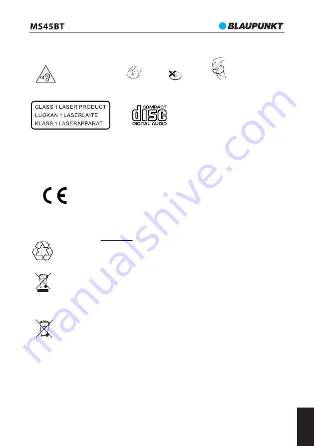 Blaupunkt MS45BT Owner'S Manual Download Page 105