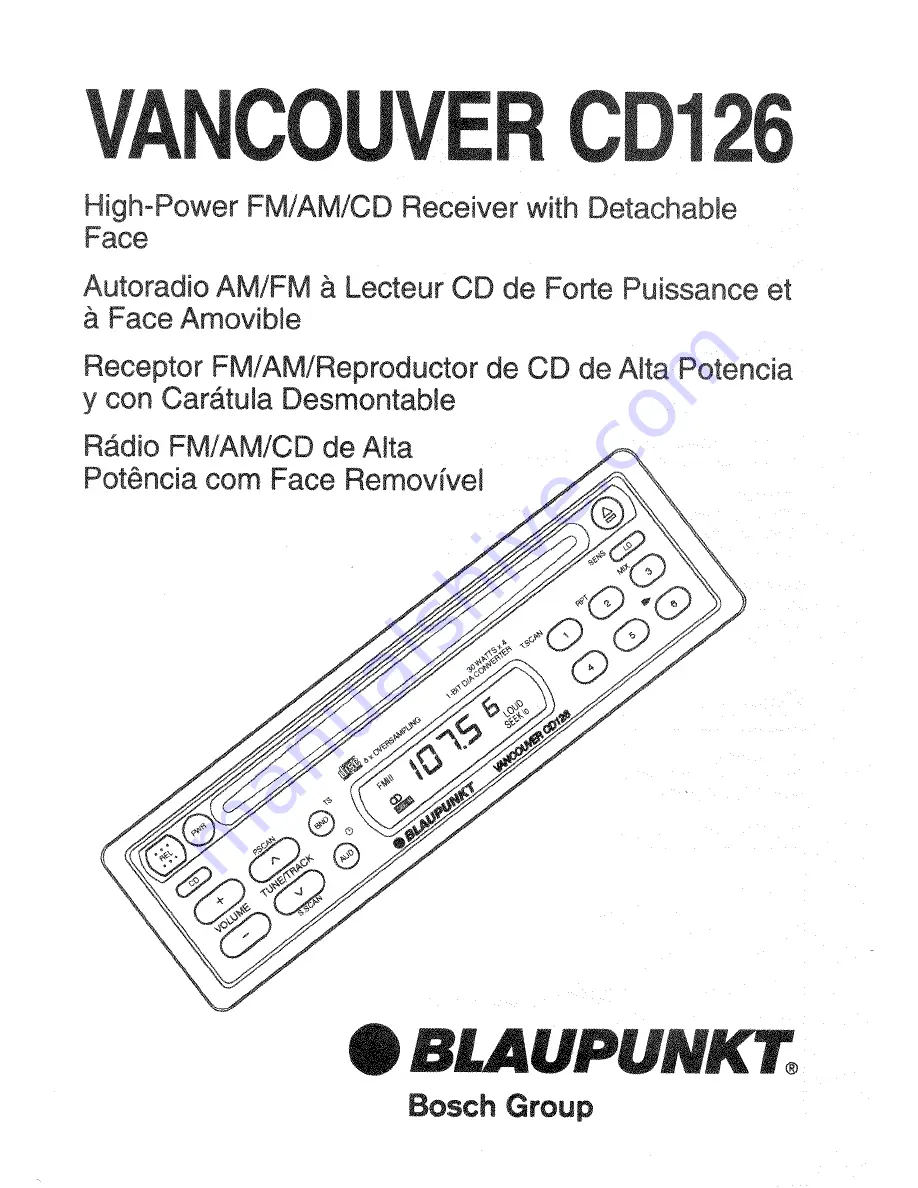 Blaupunkt Vancouver CD126 Скачать руководство пользователя страница 1