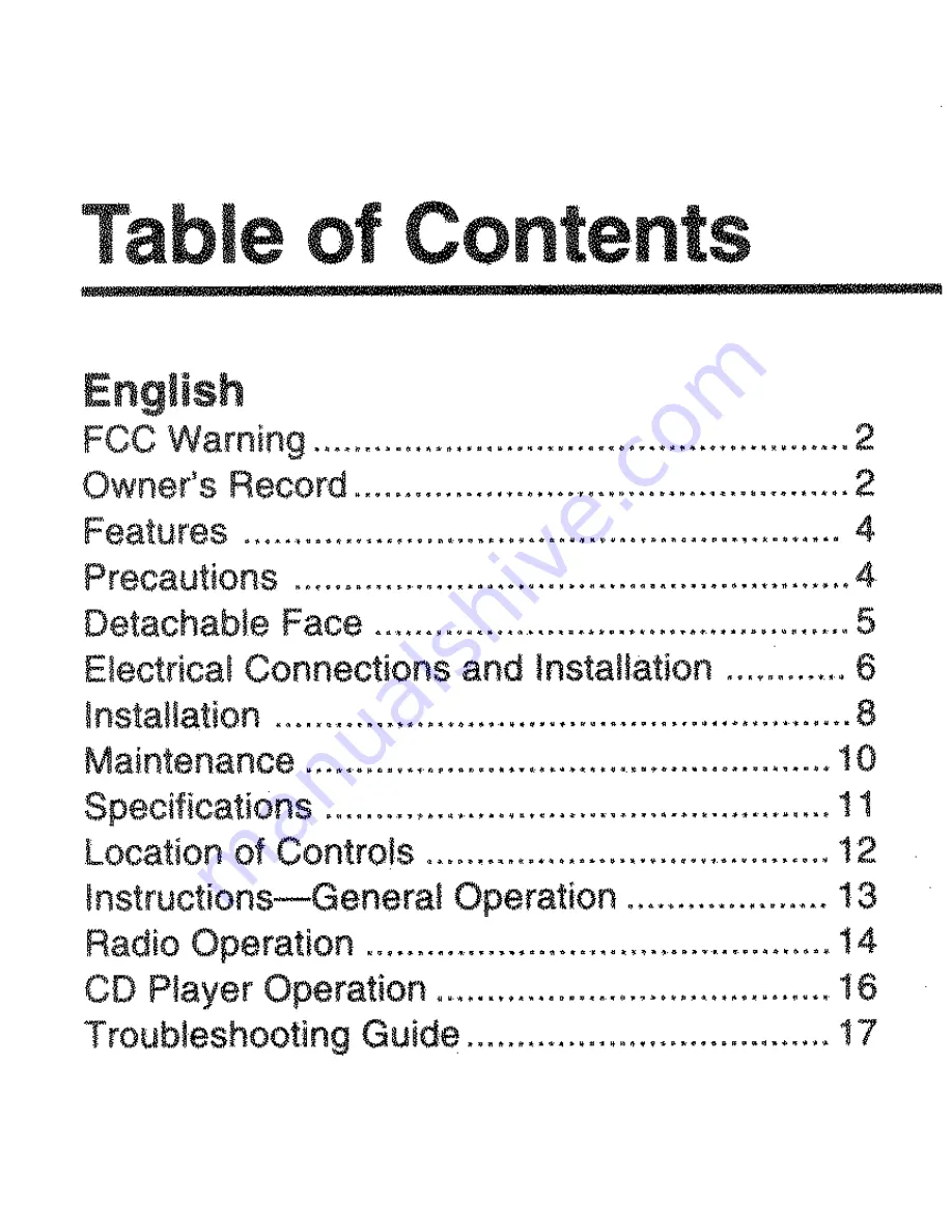 Blaupunkt Vancouver CD126 Owner'S Record Download Page 3