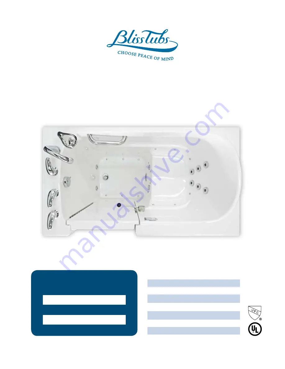 Bliss Tubs B3252HC Installation Manual Download Page 1