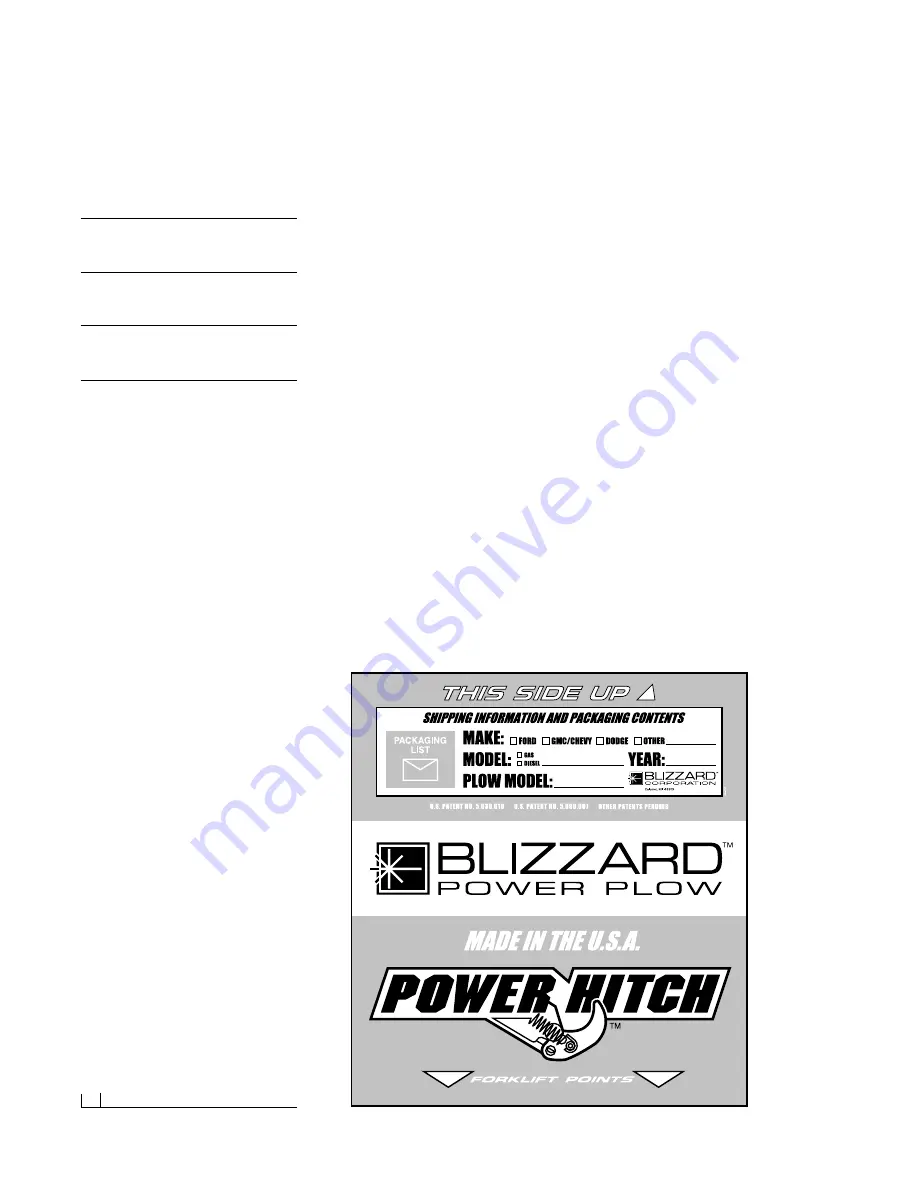 Blizzard POWER PLOW 810SS Assembly & Operation Manual Download Page 6