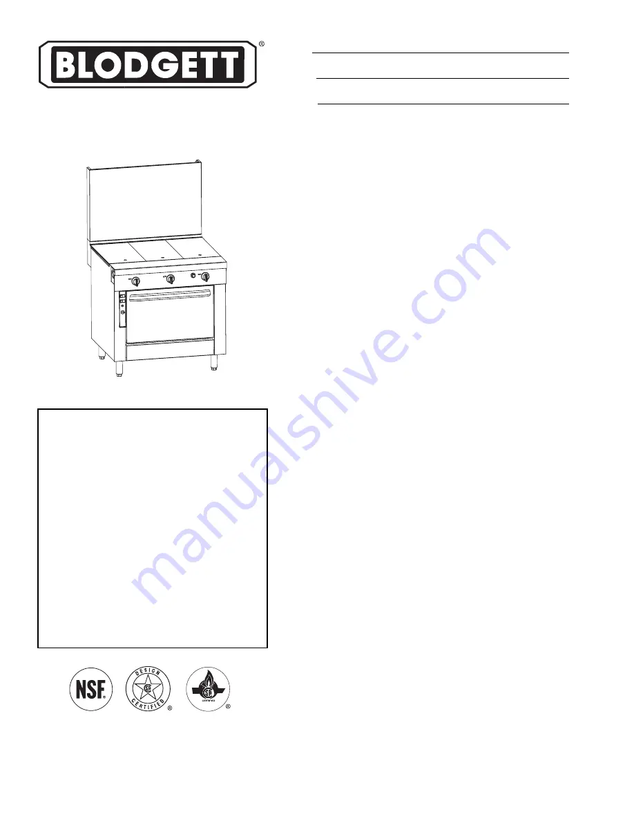 Blodgett B36-HHH Specification Sheet Download Page 1