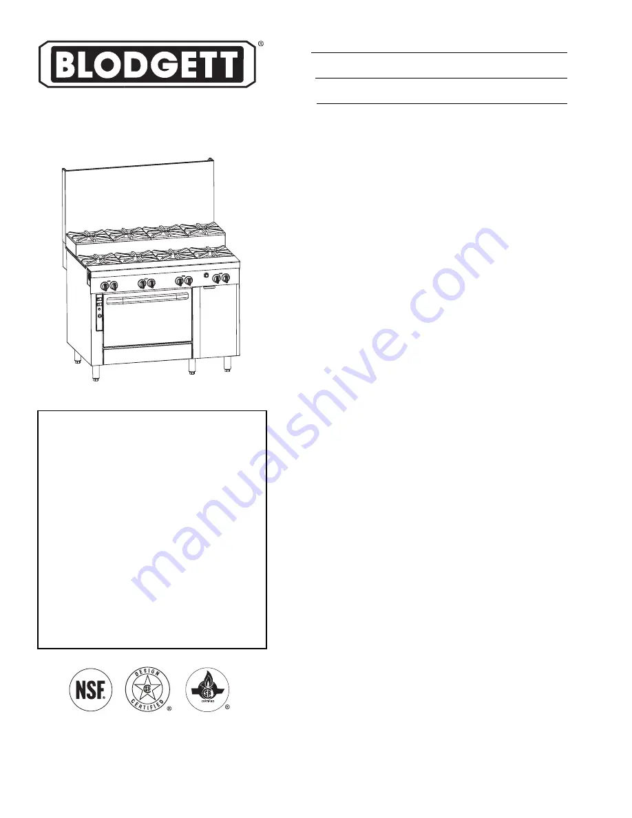 Blodgett B48-BBBB-SU Specification Sheet Download Page 1