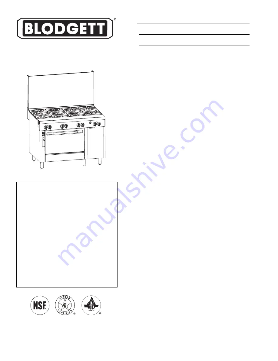 Blodgett B48-BBBB Specification Sheet Download Page 1