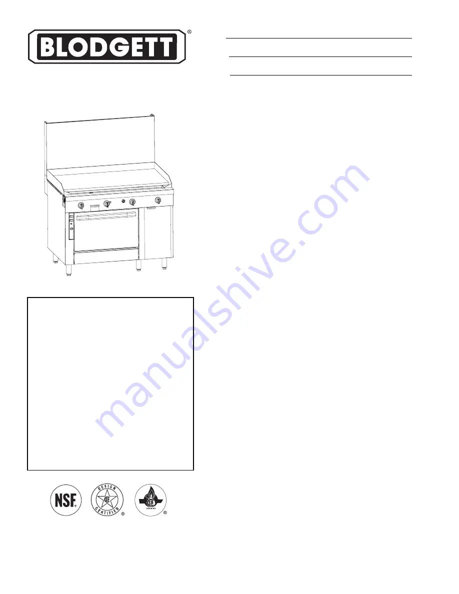 Blodgett B48--TTTT Specification Sheet Download Page 1