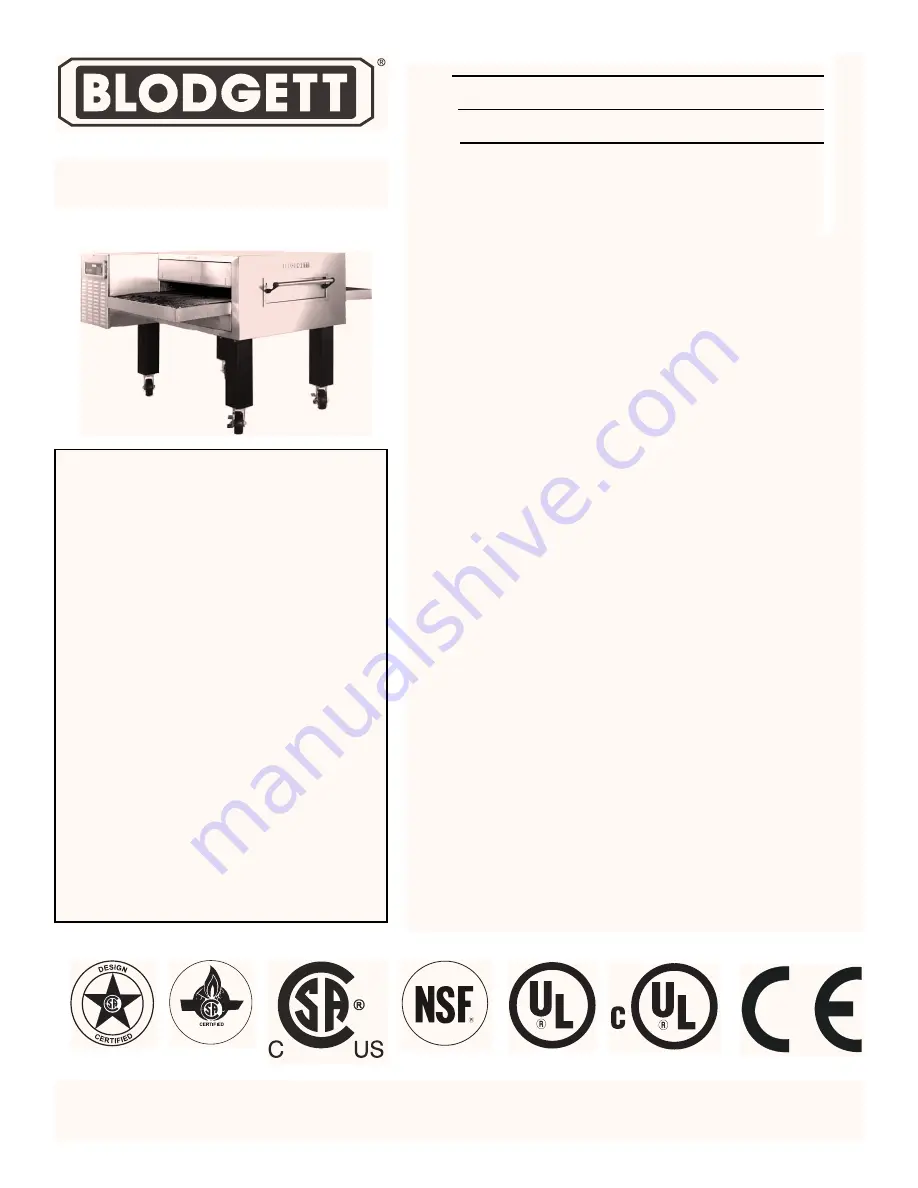 Blodgett MT3240E/G Скачать руководство пользователя страница 1