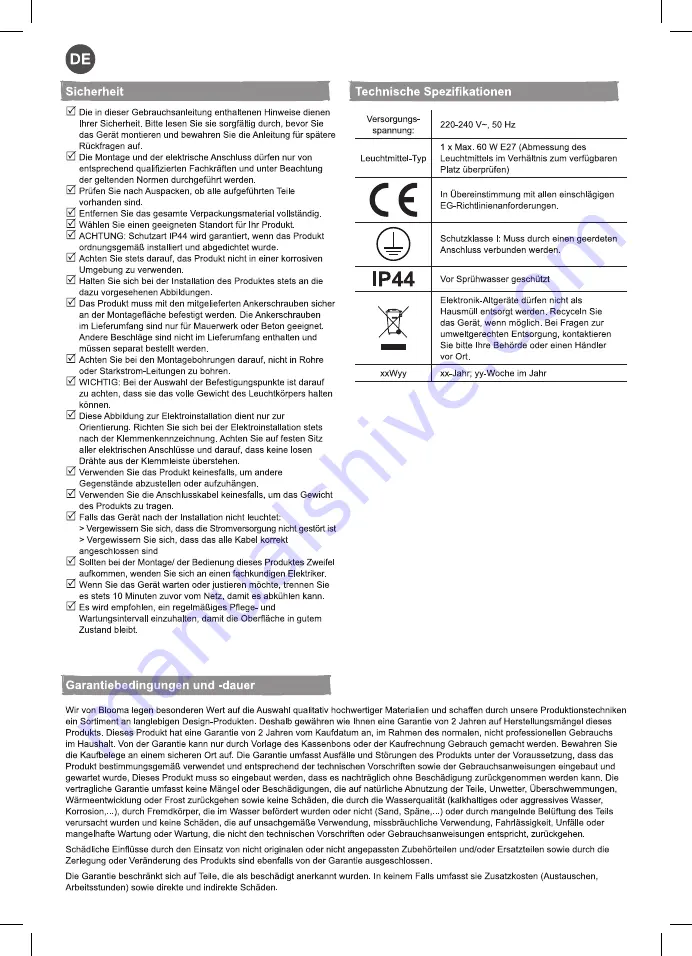 Blooma Belleterre 7259301407 Instruction Manual Download Page 6